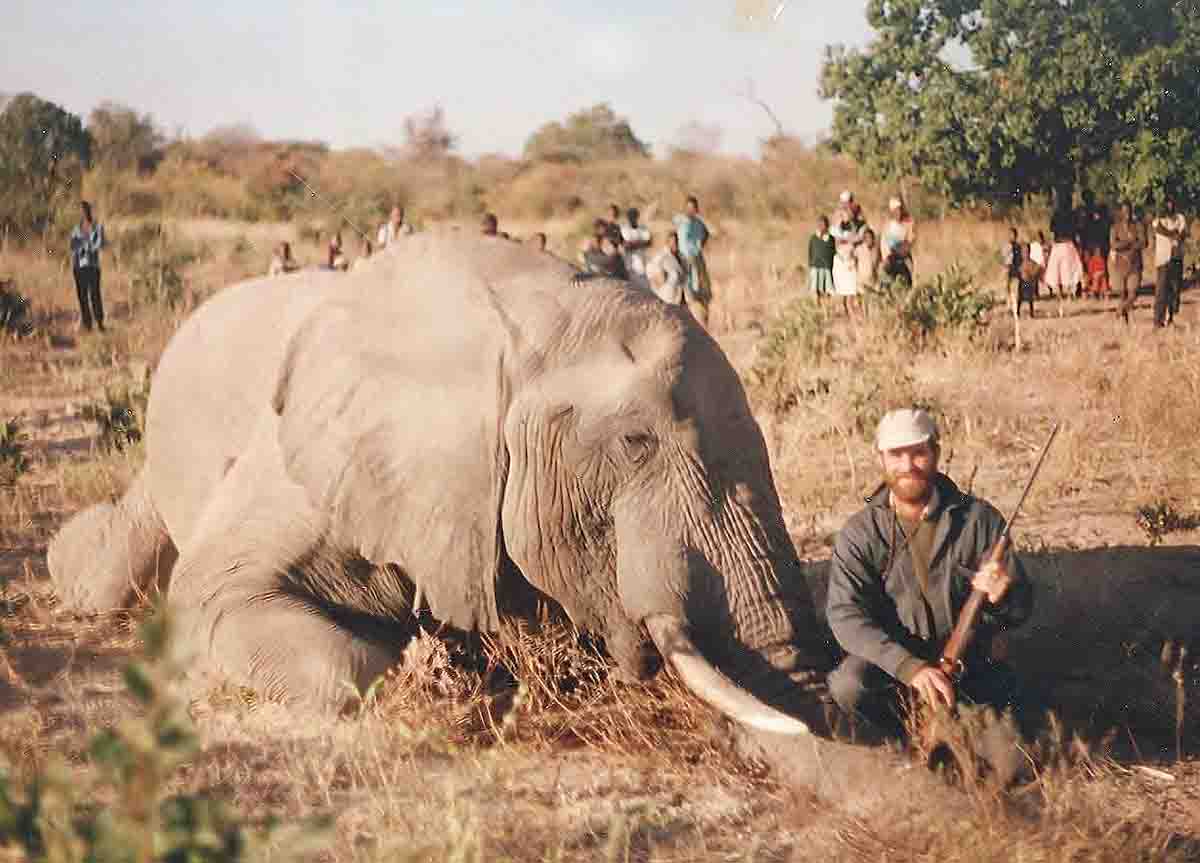 Ganyana’s first elephant – “stopped” with a 7x57mm.